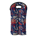 Blue Vintage Bohemian Floral Print Double Neoprene Wine Tote