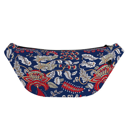 Blue Vintage Bohemian Floral Print Fanny Pack