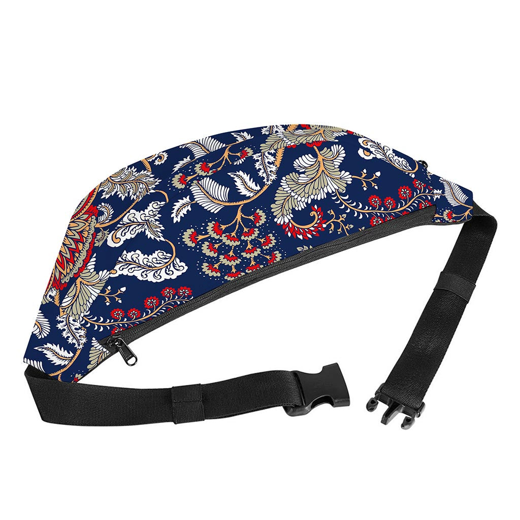 Blue Vintage Bohemian Floral Print Fanny Pack