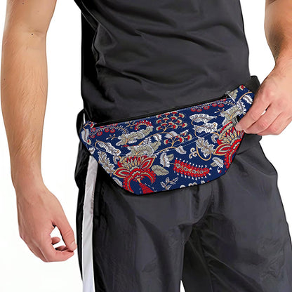 Blue Vintage Bohemian Floral Print Fanny Pack