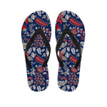 Blue Vintage Bohemian Floral Print Flip Flops
