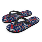Blue Vintage Bohemian Floral Print Flip Flops