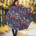 Blue Vintage Bohemian Floral Print Foldable Umbrella
