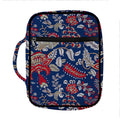 Blue Vintage Bohemian Floral Print Front Pocket Bible Bag