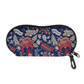 Blue Vintage Bohemian Floral Print Glasses Case