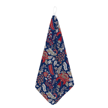 Blue Vintage Bohemian Floral Print Hand Towel