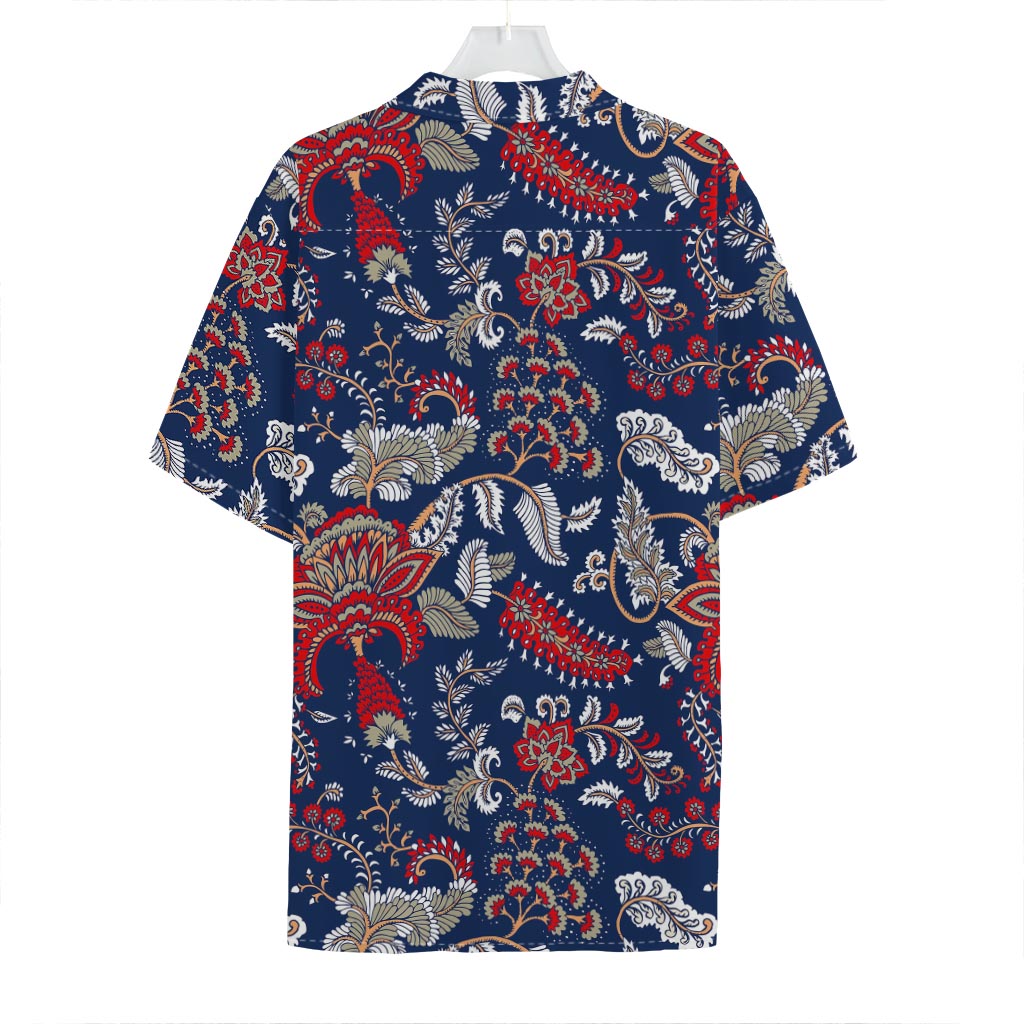 Blue Vintage Bohemian Floral Print Hawaiian Shirt