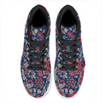 Blue Vintage Bohemian Floral Print High Top Leather Sneakers