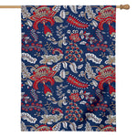 Blue Vintage Bohemian Floral Print House Flag