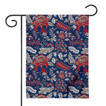 Blue Vintage Bohemian Floral Print House Flag