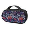 Blue Vintage Bohemian Floral Print Portable Cooler Travel Case
