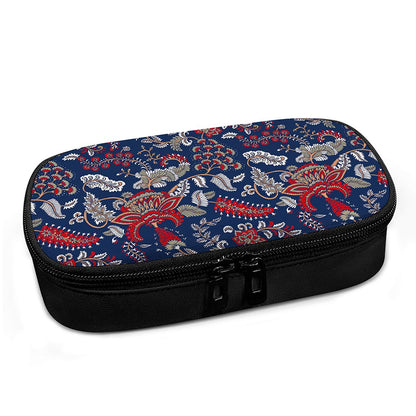 Blue Vintage Bohemian Floral Print Insulin Cooler Travel Case