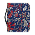 Blue Vintage Bohemian Floral Print Leather Bible Cover