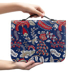 Blue Vintage Bohemian Floral Print Leather Bible Cover