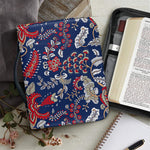 Blue Vintage Bohemian Floral Print Leather Bible Cover
