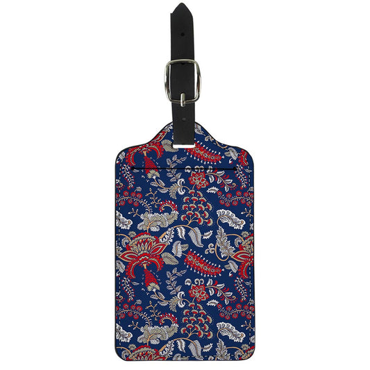 Blue Vintage Bohemian Floral Print Luggage Tag
