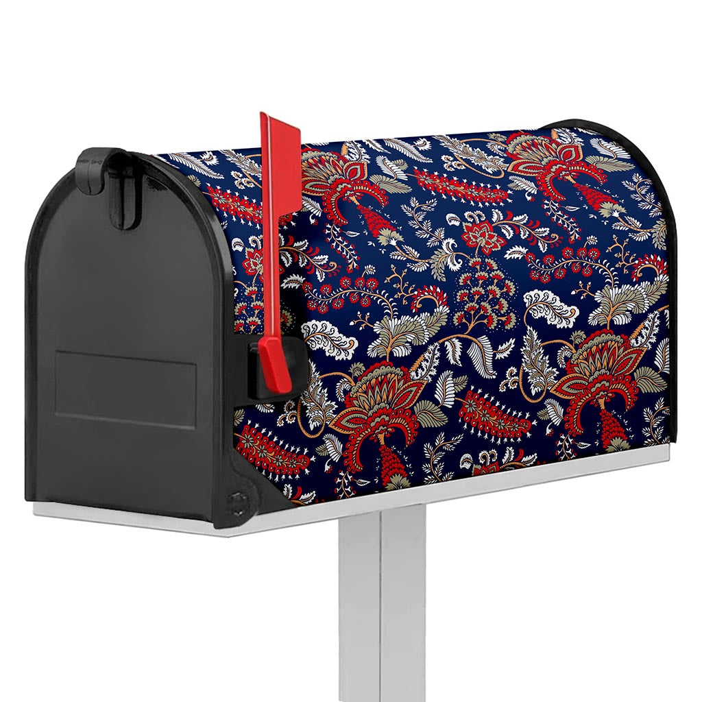 Blue Vintage Bohemian Floral Print Mailbox Cover