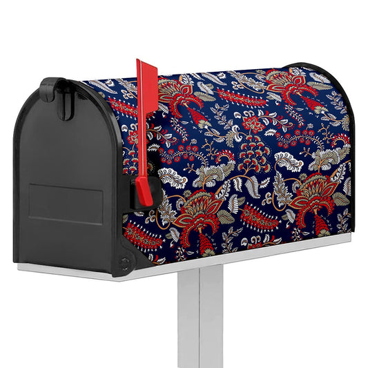 Blue Vintage Bohemian Floral Print Mailbox Cover