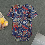 Blue Vintage Bohemian Floral Print Men's Bodysuit