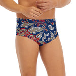 Blue Vintage Bohemian Floral Print Men's Briefs