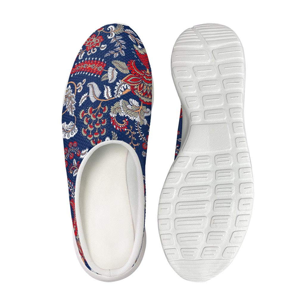 Blue Vintage Bohemian Floral Print Mesh Casual Shoes