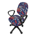 Blue Vintage Bohemian Floral Print Office Chair Cover