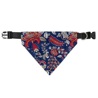 Blue Vintage Bohemian Floral Print Over The Collar Dog Bandana