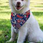 Blue Vintage Bohemian Floral Print Over The Collar Dog Bandana