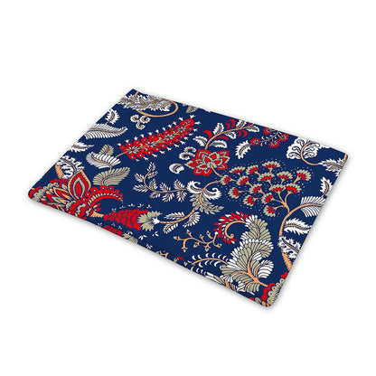 Blue Vintage Bohemian Floral Print Pet Cooling Mat Cover