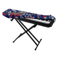 Blue Vintage Bohemian Floral Print Piano Keyboard Cover
