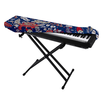 Blue Vintage Bohemian Floral Print Piano Keyboard Cover