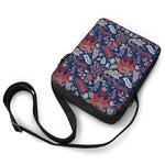 Blue Vintage Bohemian Floral Print Rectangular Crossbody Bag