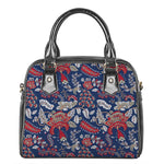 Blue Vintage Bohemian Floral Print Shoulder Handbag