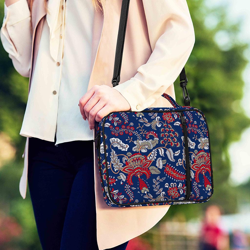 Blue Vintage Bohemian Floral Print Shoulder Strap Bible Bag