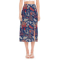 Blue Vintage Bohemian Floral Print Side Slit Midi Skirt
