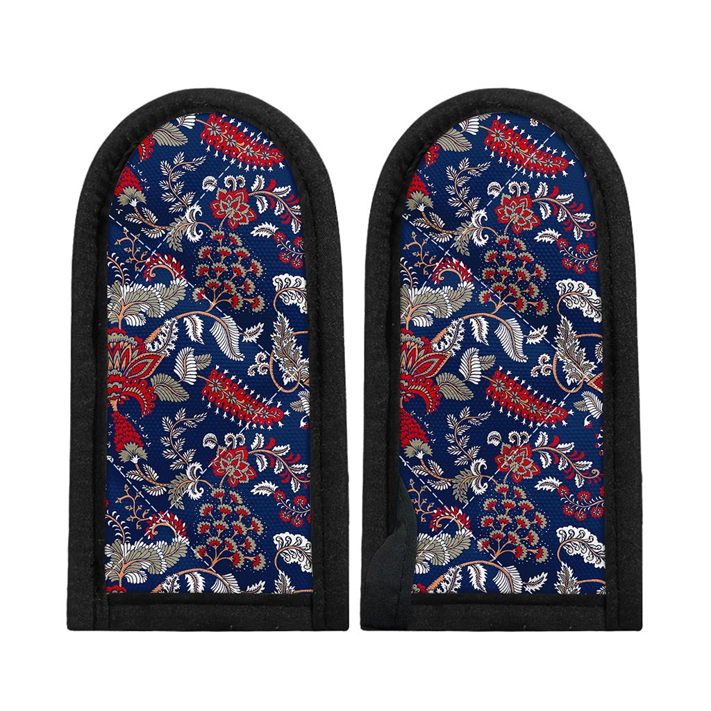 Blue Vintage Bohemian Floral Print Skillet Handle Cover