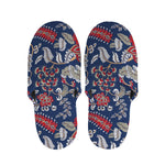 Blue Vintage Bohemian Floral Print Slippers