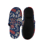 Blue Vintage Bohemian Floral Print Slippers