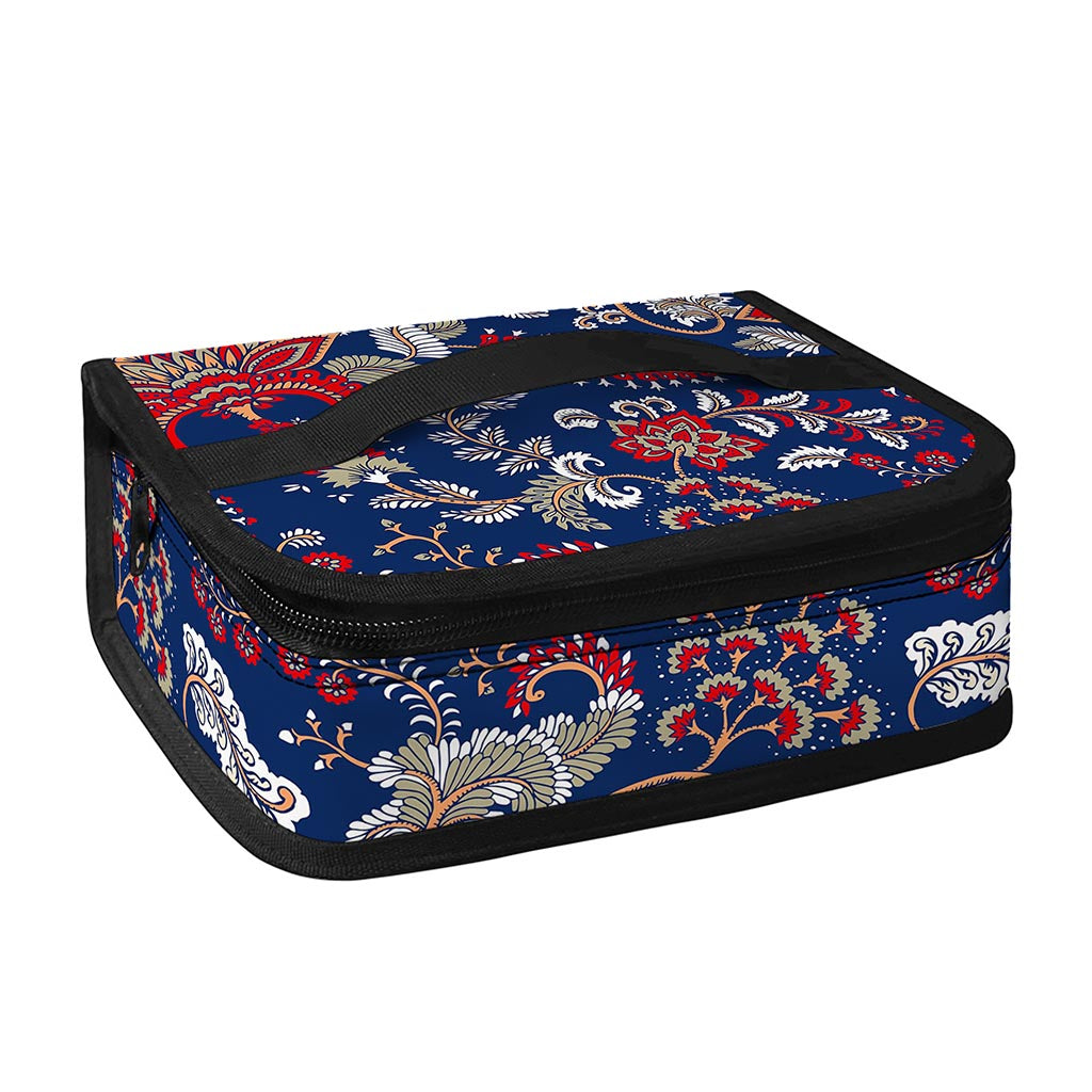 Blue Vintage Bohemian Floral Print Small Lunch Bag