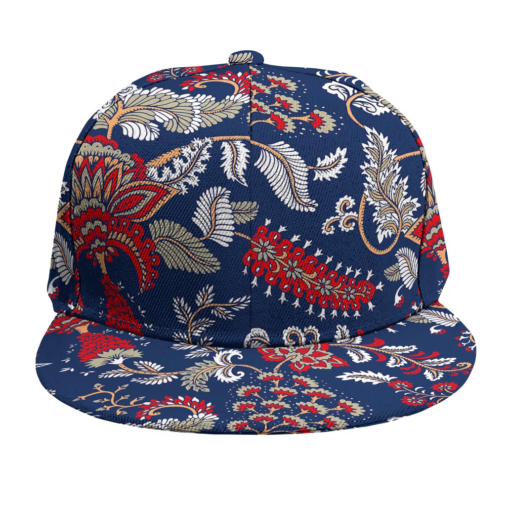 Blue Vintage Bohemian Floral Print Snapback Cap