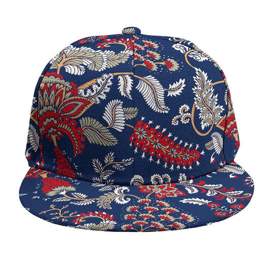 Blue Vintage Bohemian Floral Print Snapback Cap