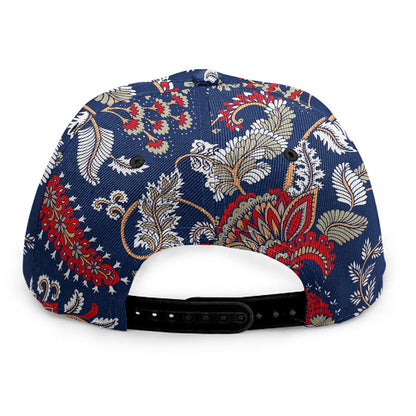 Blue Vintage Bohemian Floral Print Snapback Cap