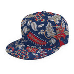 Blue Vintage Bohemian Floral Print Snapback Cap
