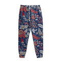 Blue Vintage Bohemian Floral Print Sweatpants