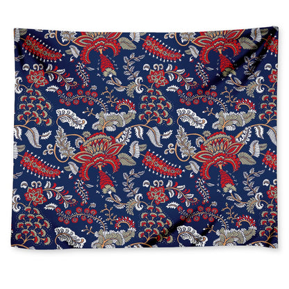 Blue Vintage Bohemian Floral Print Tapestry