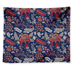 Blue Vintage Bohemian Floral Print Tapestry