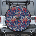 Blue Vintage Bohemian Floral Print Tire Cover With Camera Hole