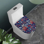 Blue Vintage Bohemian Floral Print Toilet Lid Cover