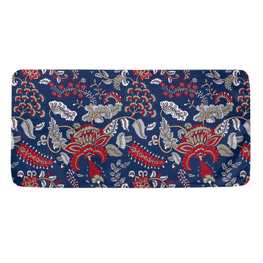 Blue Vintage Bohemian Floral Print Towel