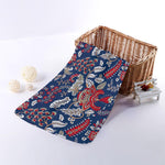 Blue Vintage Bohemian Floral Print Towel